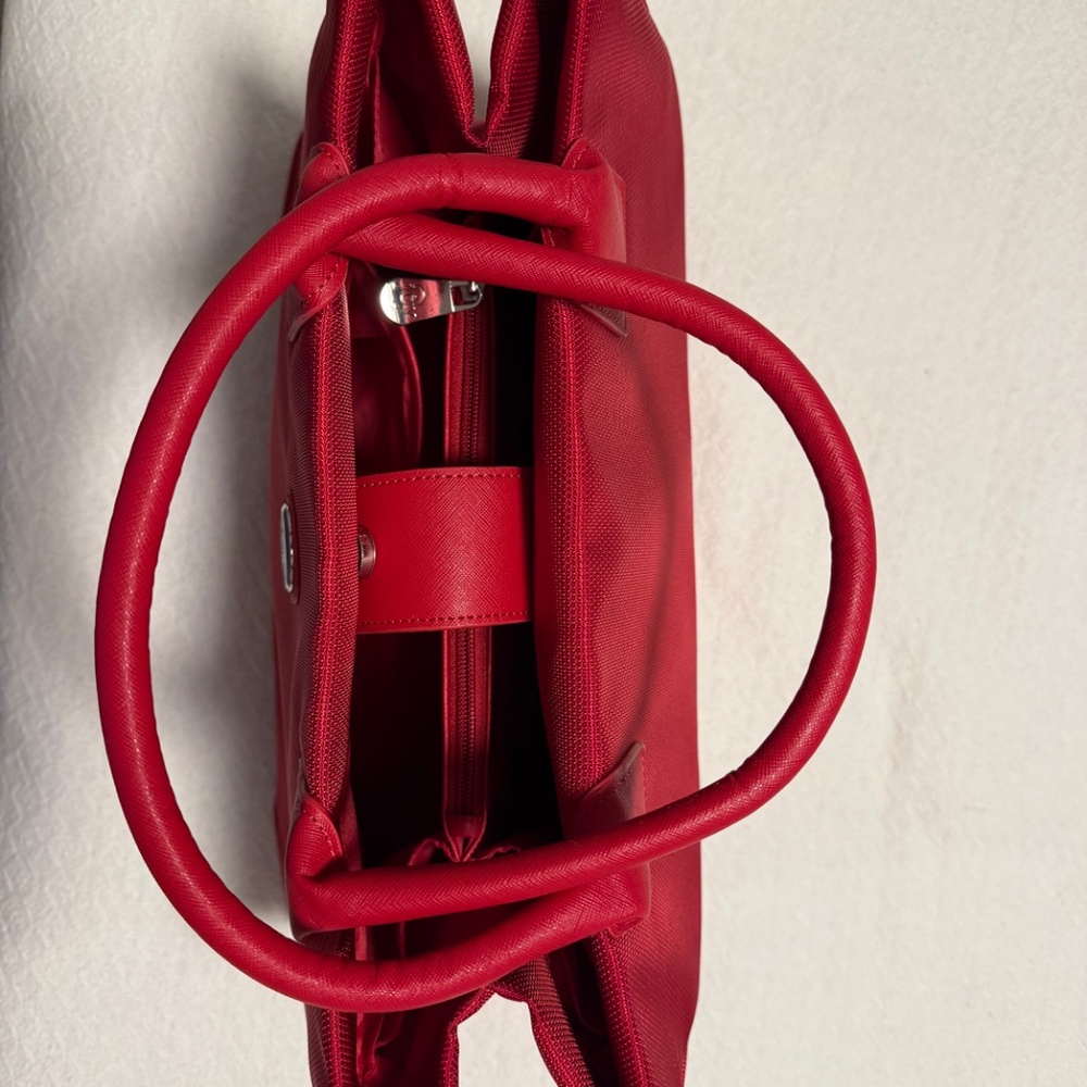 Travel bag / large purse / briefcase, red nylon, Joy Mangano - Picture 6 of 8